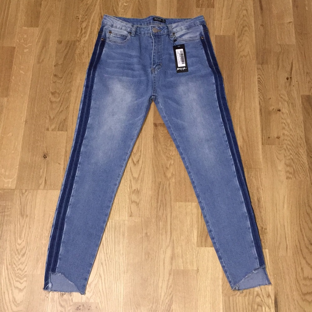 NWT Nasty Gal Second Look Striped Jeans